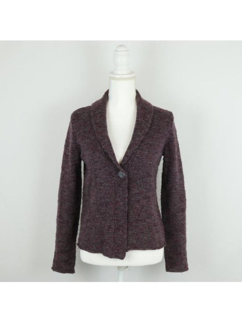 J. Jill Women's Extra Small Purple Wool & Alpaca Single Button Cardigan